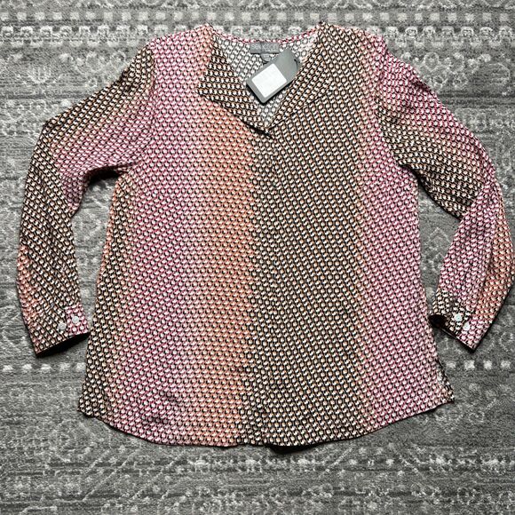 Selection by Ulla Popken NWT Long Sleeve Button Up Blouse Size 12/14 Geometric - Picture 1 of 11